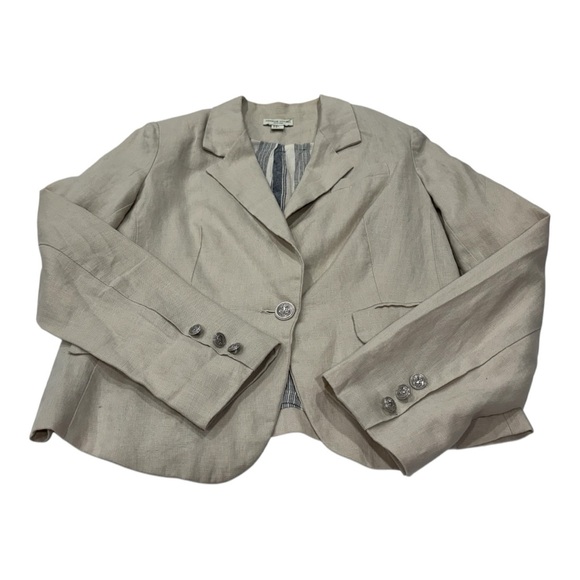 Women's Medium Beige Linen Blazer - Picture 5 of 9
